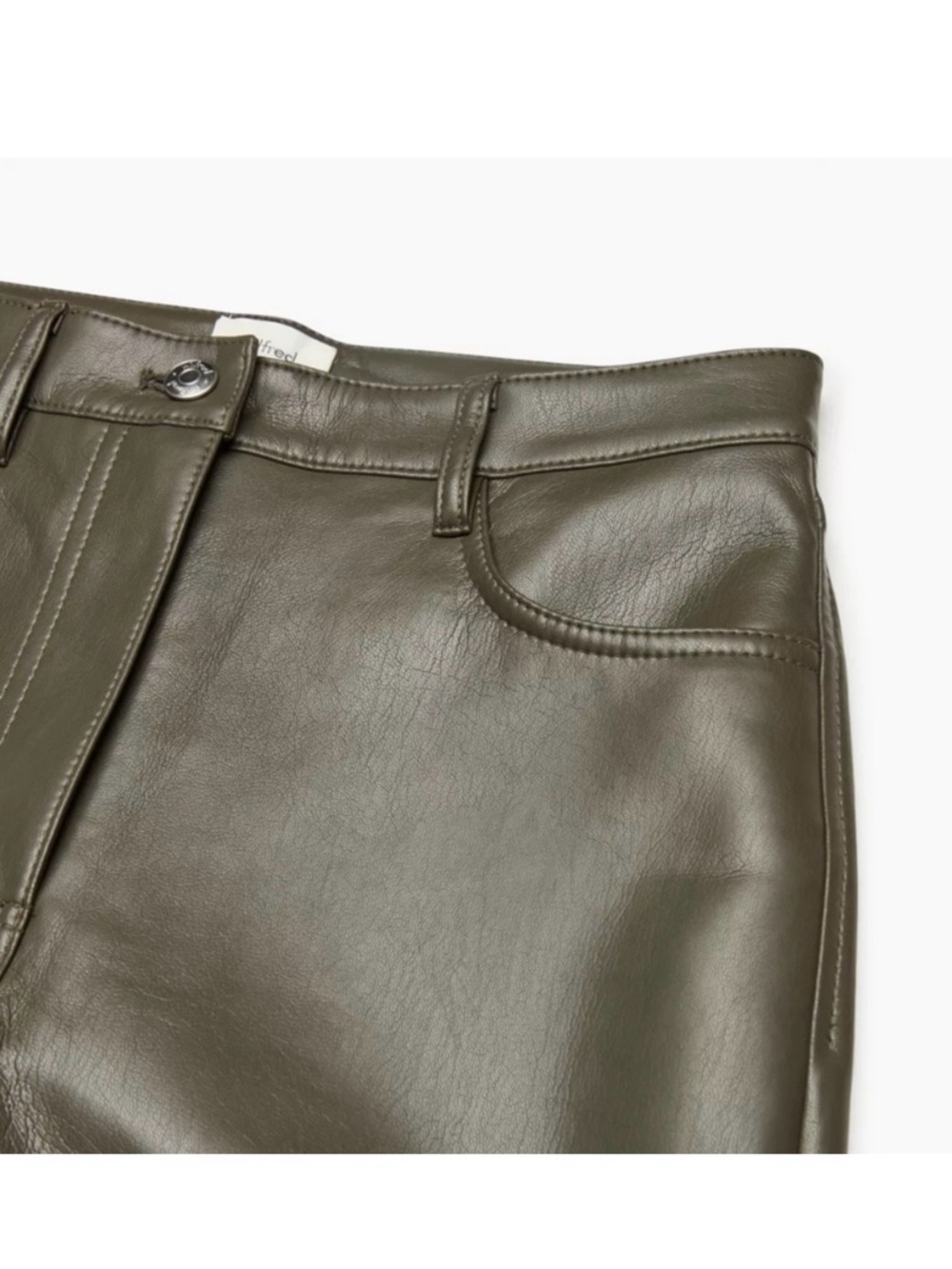 WILFRED “Melina” Pant Vegan Leather Olive Green Straight